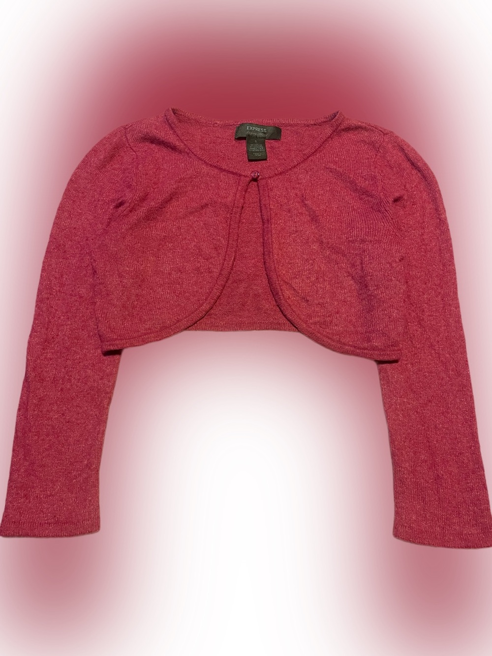 Vintage y2k Express Women's Fuschia Cropped Bolero Sweater